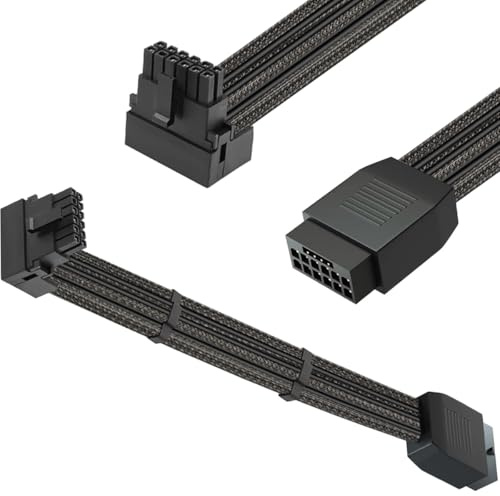DAOKAI ATX3.0 PCI-E 5.0 12VHPWR Power Modular Cable,Female to Male Extension Cable Down Angled 90 Degree for 3080 3090TI PSU 16Pin 12+4P Graphics Card(Type A)