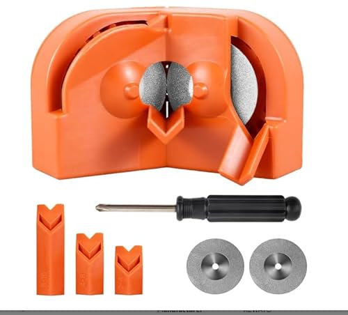 KEWAYO Afilador para taladros múltiples, afilador de brocas de anillo, con 2 discos diamantados y 3 bloques de afilado, afilador de brocas para acero templado, carburo de cobalto (naranja)