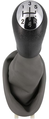 Recambo Schaltknauf + Schaltsack Set 5 Gang passend für Dacia Logan 1, 2004-2013, Plug & Play, Auto Schalthebel Schaltmanschette, mit Rahmen, grau