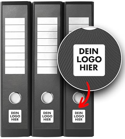 Ordnerrücken Etiketten selbst gestalten – 9 Aufkleber mit Logo – selbstklebend für Ordner A4 breit – Klebeetiketten als Rückenschilder für Ordner – Untergrund scheint nicht durch - MUSTER GRAU