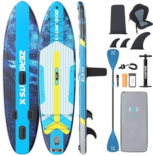 ZLX SUP Board mit Sitz Stand up Paddling Board 320cm Stabil Aufblasbares Paddle Board für Erwachsene Familien Anfängerfreundlich, Anti-Rutsch Deck, Pumpe