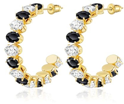 Linawe Orecchini a cerchio grandi in oro nero, orecchini pendenti in oro, in acciaio inossidabile da donna, gioielli alla moda, orecchini ipoallergenici