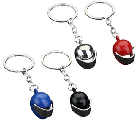 Warmhm 4stücke Motorrad Helm Schlüsselanhänger Metall Keychain Anhänger Taschen Hängen Helm Anhänger
