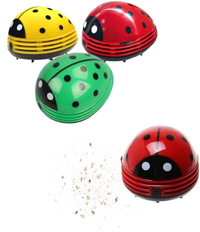 VIFERR Mini Table Vacuum Cleaner Ladybird Shaped Desktop Vacuum Cleaner Battery Operate Power Dust Sweeper for Home Office Car Cleaning Crumbs (Random Color)