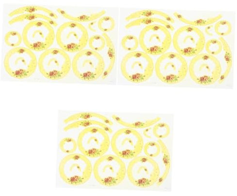 VILLCASE 3 Blätter Kreis Lametta verzinkte Vase Wachssiegelwärmer Briefsiegelstempel Keramik Aufkleber Keramik Dekorationspapier Keramik-Aufkleber exquisites Tonabziehbild Yellow