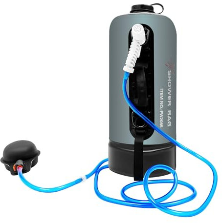 12L Campingdusche, geeignet für Camping, mit Pumpe und 1,8m Schlauch, maximale Temperatur 53 °C, camping dusche, solardusche camping ideal für Garten, Autowaschen, Strand, Reisen und Haustierpflege