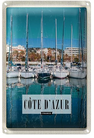 Blechschild Côte d'Azur | Vintage Deko | Frankreich Flair | 12 cm x 18 cm