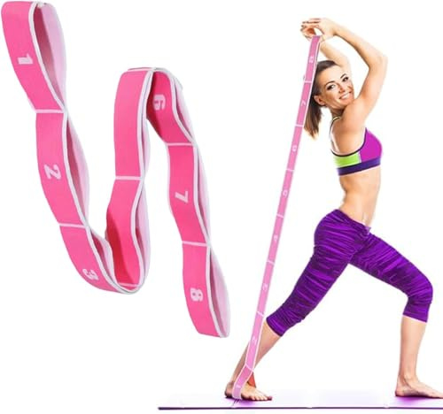 1 Stück Stretching Strap mit Schlaufen, Abeillo Elastic Yoga Straps für Stretching Ausrüstung, Stretch Band für Physiotherapie, Yoga, Pilates, Tanz, Gymnastik Übung und Flexibilität