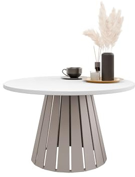 Mirjan24 Couchtisch Creyza, Runde Form, Gestell aus Stahl, Kaffeetisch, Wohnzimmertische, Beistelltisch, Sofatisch, Teetisch (Cashmere/Arktisches Weiß)