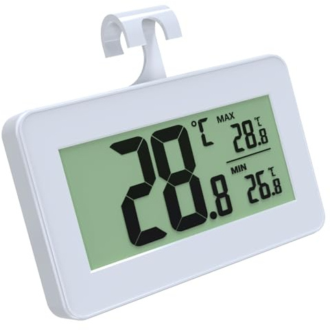 Suplong Fridge Thermometer with Max/Min Record, Easy Battery Replacement, High Accuracy Refrigerator Monitor for Kitchen, Basement Large LCD Digital Freezer Thermometer (1 Pack)