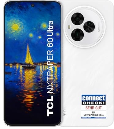 TCL NXTPAPER 60 Ultra 5G Android Smartphone,7.2 FHD+,12GB RAM+512GB ROM,Eye Care Phone,Lunar White,with Flip Cover and Stylus