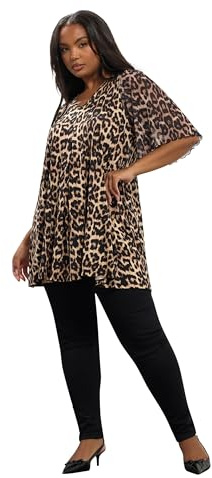 Yours Curve Leopard Pleat Front Top - Women's - Plus Size Curve