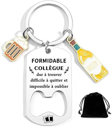 QTQTLP Cadeau Collègue Porte-clés Cadeau de Retraite Collègue Depart Collegue de Travail Porte Clés Personnalisé Idee Cadeaux Amie