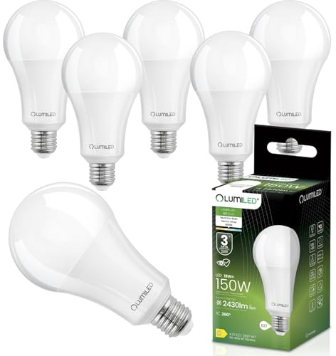 Lumiled LED Lampe E27 A70 18W ersetzt 150W 2430lm 4000K Neutralweiß 230V 260° Abstrahlwinkel Nicht Dimmbar Innenbeleuchtung Tropfen Lichtquelle Energiesparlampe 6er Pack