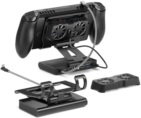 Magnetische Dual-Lüfter-Dockingstation für ROG Xbox Ally X/Switch 2 | Abnehmbarer 3-Gang-, 6-in-1-Dampfdeck-Dock-Ständer für Legion Go / MSI Claw, HDMI 4K @ 144Hz, 100W PD, USB A Gaming Hub