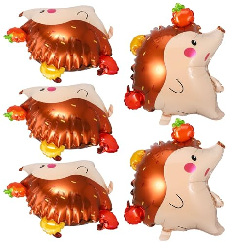 5 Stück Cartoon Igel Folienballon aus Aluminiumfolie | Hedgehog Form, Partydeko und Foto Requisite, für Kindergeburtstag und Raumgestaltung