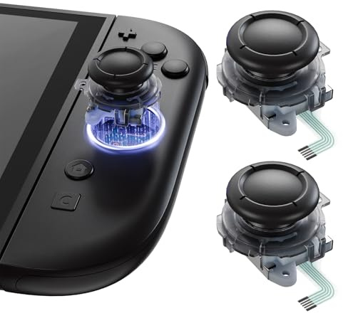 eXtremeRate DIY-Ersatz 3D Joysticks Reparatur Set für Switch 2 Joycons, Austauschbare Thumbsticks Zubehör für Joycon 2–Transparent Schwarz