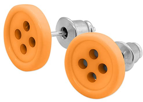 Soul-Cats kleine Knopf Ohrstecker in orange für Damen Mädchen, Vintage Ohrringe im Retro Look aus Kunststoff