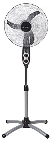 Orbegozo SF 0156 - Ventilador de pie oscilante oval, 3 velocidades, temporizador, 45 cm diámetro hélice, altura ajustable, 60 W