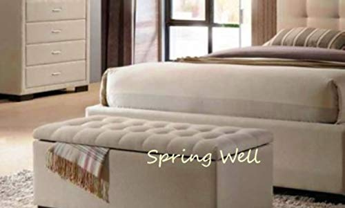 Spring Well,Beautiful Spanish Upholstrey in Chennile with Fabric Buttons, Ottoman, Box/Storage Blanket Box (Charcoal, Medium)