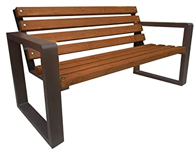 Primario Grande Gartenbank, Parkbank - Gartenmöbel, Outdoor Bank mit 350kg Tragfähigkeit - Sitzbank Holz Wetterfeste (Grande, Tik, 100cm - Sitzlänge, CE)
