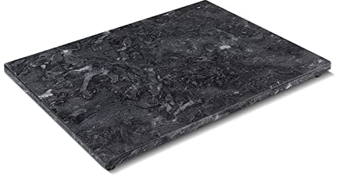 Flexzion Tagliere pasticceria in marmo antiscivolo, Accessori di cucina per dolci pizza taglia pasta pane, Antiaderente e resistente al calore salumi formaggi pasta taglio vassoio per feste (Nero)