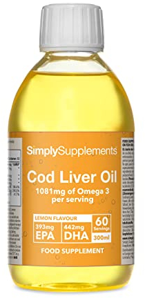 Cod Liver Oil Liquid Supplement | Supports Heart, Brain, Eye & Immune Health | High in DHA & EPA | Natural Lemon Flavour | 60 Servings (60ml) | Manufactured in The UK to GMP Standards