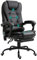Vinsetto Fauteuil de Bureau massant, Chaise de Bureau, Chaise Ergonomique avec Hauteur réglable, Dossier inclinable et télécommande Filaire, Repose-Pieds rétractable et pivotant à 360°, Noir