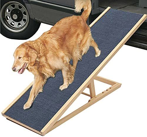 Hunderampe Hundetreppe Hundeautorampe Auffahrrampe Auto Klappbar Kofferraumrampe für Haustiere, 4 stufig Sofa Hundecouch Auto Fensterbank Treppe Katzenleiter Hundeleiter, Verstellbare 100cm x 45cm