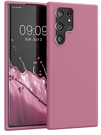kwmobile Hülle kompatibel mit Samsung Galaxy S22 Ultra Hülle - Silikon Handy Case - Handyhülle weiche Oberfläche - kabelloses Laden - Dark Rose