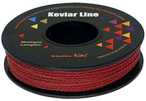 emma kites Corde tressée en Kevlar de 1,5 mm, rouge, 136 kg, 9,1 m, résistante à l'abrasion/flamme, corde de voyage, corde à friction, lacets de bottes, sangle d'appareil photo, cordon de survie