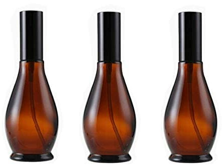 ericotry 3 leere bernsteinfarbene Glas-Sprühflaschen, nachfüllbar, feiner Nebel, Spayer mit schwarzer Staubkappe für Toner, Hydroso, Aromatherapie, Parfüm, Blumenwasser (50 ml)