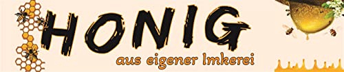 Banner 2,5 m 'HONIG aus eigener Imkerei' XXL Werbung PVC-Plane mit Ösen zum Aufhängen