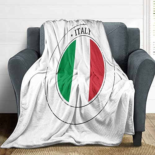 Italien-Flanell-Bettdecke, Italien-Flagge, Italien, Siegel, weich, warm, flauschig, Plüsch, Überwurfdecke für Sofa, Stuhl, Wohnzimmer, Schlafzimmer, Büro, Reisen, 127 x 152,4 cm