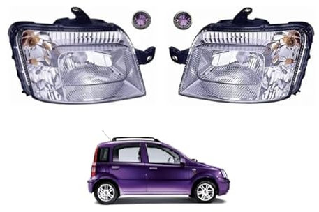 AV RICAMBI Scheinwerfer für Fiat Panda 2010-2012, Lila, Halogen, Kunststoff, Front, Elektrische Einstellung, Auto, Generico, Scheinwerfer, 36440+36450