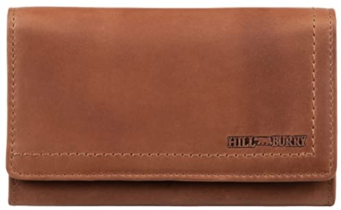 Hill Burry Damen Geldbörse Portemonnaie echt naturgegerbt Leder | viel Stauraum | Scheinfach | Münzfach| Brieftasche | Geldbeutel | Wallet | RFID Schutz Brown