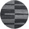 SIMPEX Wohnzimmer Teppich Shaggy und Flauschiger Moderne Kariert Design Grau 200 cm Rund - Teppich Schlafzimmer Extra Weich Pflegeleicht Waschbarer - Carpet Living Room Rug