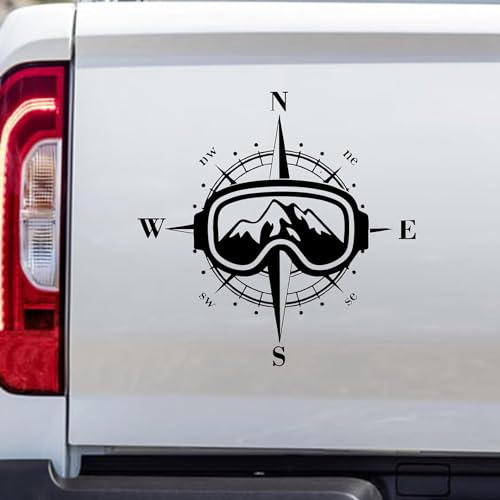 Pegatina Promotion Ski Winter Wintersport Skifahren Snowboard Kompass Aufkleber Sticker Wandtattoo Camper Auto Windrose