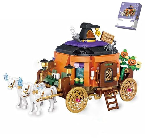 KoDeer Halloween Bausatz, 839 Teilen Kürbis-Wagen Klemmbausteine Set, Bausteine Kompatibel mit Lego