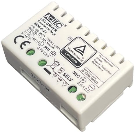 A2ZWORLD Led Driver, Tensione Costante, 6W 250mA 24V, Mini Alimentatore per Strisce Led, IP20, Installazione Semplice con Morsetti