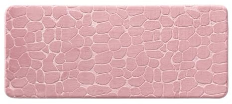 Douceur d'Intérieur, Tapis de Bain (50 x 120 cm) Ricochet Rose Poudre, Microfibre Unie Relief
