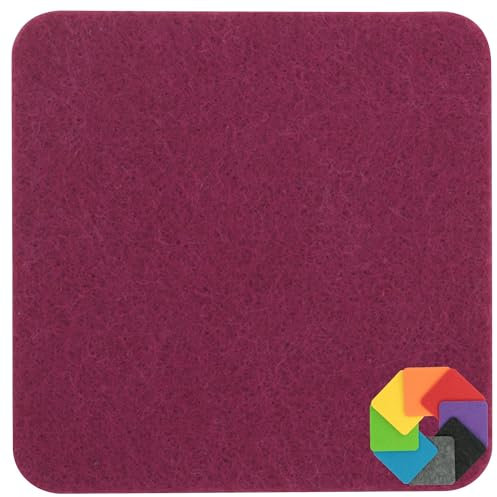 Design Filz Untersetzer eckig - 10x10cm in Hortensie für Glas, Getränke, Bar, Tasse, Vase