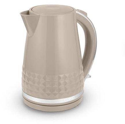 Tower T10075MSH Solitaire Kettle with 360° Swivel Base, Cord Storage, 1.5L, 3KW, Latte and Chrome Accents