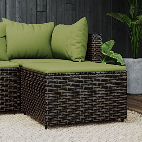 Iiaky Gartenhocker mit Kissen Hocker Outdoor Garten Hocker FüR Draussen Sitzhocker Outdoor Braun Poly Rattan