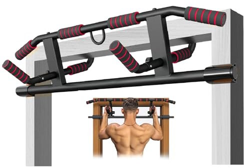 RDTOK Barre de Traction Porte sans Perçage, Pull Up Bar avec Multi-Prises, Idéale pour Maison & Home Gym Bar de Traction(59-92cm)