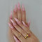 MouyouGlow Press on Nails Lang,Stiletto Nude Rosa French 3D Sterne Crystal Y2K Fake Nails mit Nagelkleber,Natural Pink Tips Rhinestones Künstliche Fingernägel