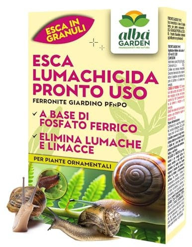 Albagarden - Esca Lumachicida Pronto Uso - Fosfato Ferrico Elimina Lumache e Limacce - Resistente alla Pioggia - Polvere x 200 gr