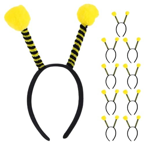 BESPORTBLE Lot de 10 serre-tête pour cheveux, antenne d'abeille avec tentacules et pompons pour Halloween, fête, cosplay et accessoires de costume