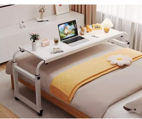GLFNB Tavolino da Letto con Ruote - Carrello Porta Computer Portatile per postazione di Lavoro in Piedi, tavolino, per la Lettura, Semplice Tavolo da Studio Doppio