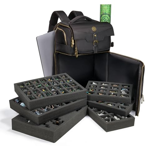 ENHANCE Miniature Painting Storage Backpack - Miniature Carrying Case with Slots for 101+ Minis, 30 Paints, and 12 Brushes - Paint Organizer Backpack with Removable Paint Pad, Padded Shoulder Straps